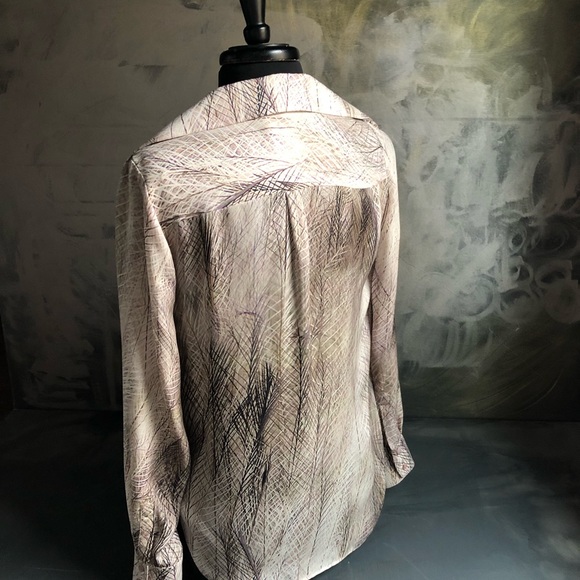 Haute Hippie Silk Feather Print Long Sleeve Blouse - Picture 4 of 8